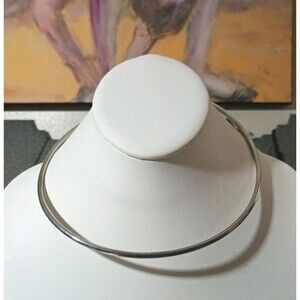 Minimalist Torc Collar Choker Mexico Sterling Silver Vintage Necklace Tested